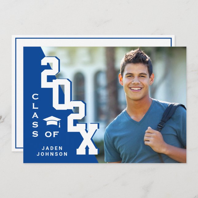 Convite Classe moderna de Festa de formatura FOTO de Forma (Frente/Verso)