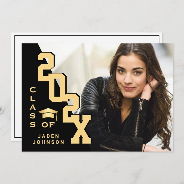 Convite Classe moderna de Festa de formatura FOTO de Forma (Frente/Verso)