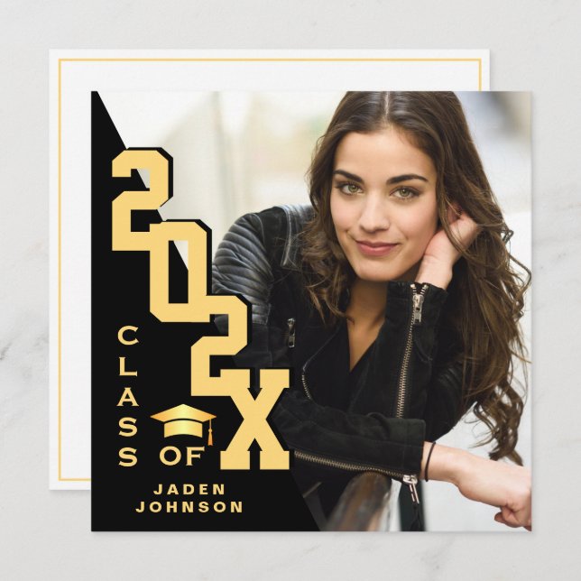 Convite Classe moderna de Festa de formatura FOTO de Forma (Frente/Verso)