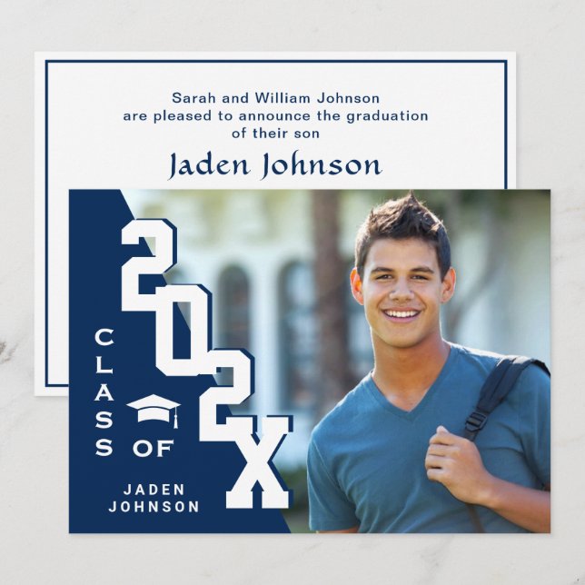 Convite Classe moderna de Festa de formatura FOTO de Forma (Frente/Verso)
