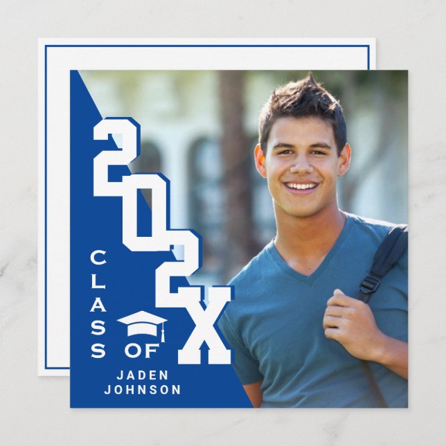 Convite Classe moderna de Festa de formatura FOTO de Forma (Frente/Verso)