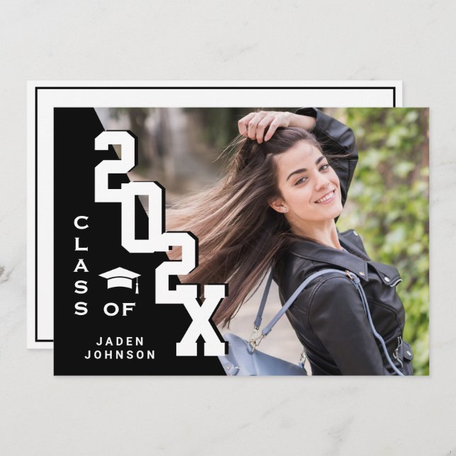 Convite Classe moderna de Festa de formatura FOTO de Forma (Frente/Verso)