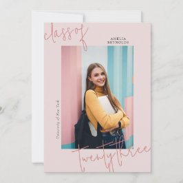 Convite Classe Moderna Mínima Rosa de Graduação de 2024