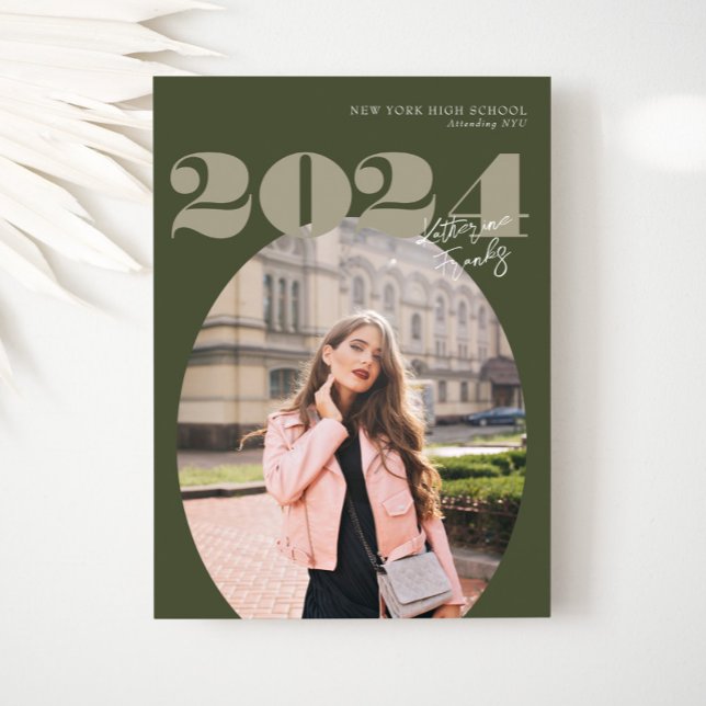 Convite Classe Moderna Oval Bold de Graduação de Foto 2024 (Criador carregado)