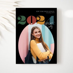 Convite Classe Moderna Oval Retroativa de Graduação de Fot