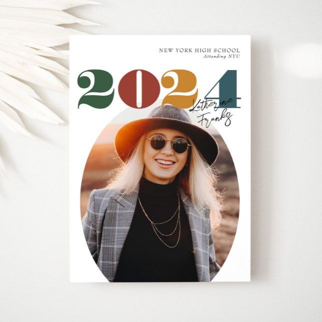 Convite Classe Moderna Oval Retroativa de Graduação de Fot (Criador carregado)