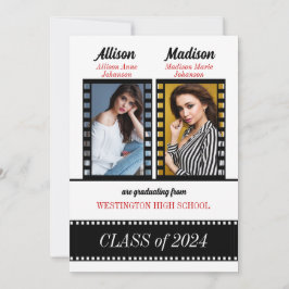 Convite Classe Personalizada de Formandos Gêmeos em Vermel