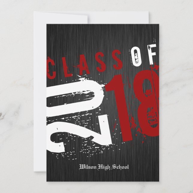 Convite Classe preta, branca e vermelha artística de 2018 (Frente)