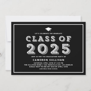 Convite Classe Preta e Branca de Graduação Retroativa do B