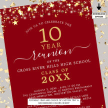 Classe Reunion Red Dourada Stars Luz A Qualquer An