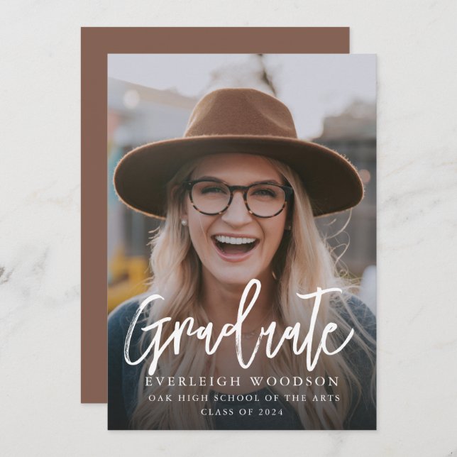 Convite Classe Simples De Graduação De Fotos De 2024 (Frente/Verso)