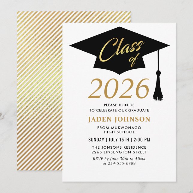 Convite Classe Simples Moderna de Festa de formatura 2025 (Frente/Verso)