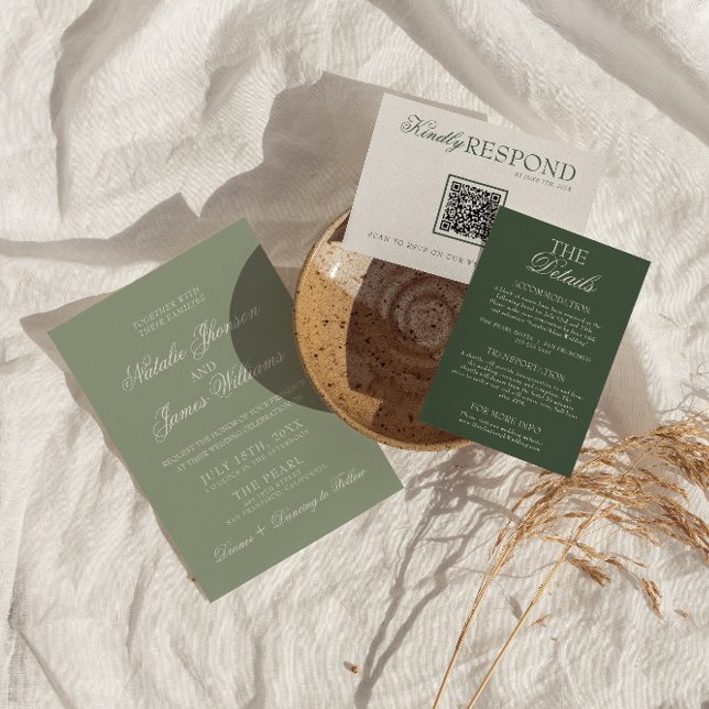 Convite Classe Verde Salvia Luxo Boho Moderno Casamento (Criador carregado)