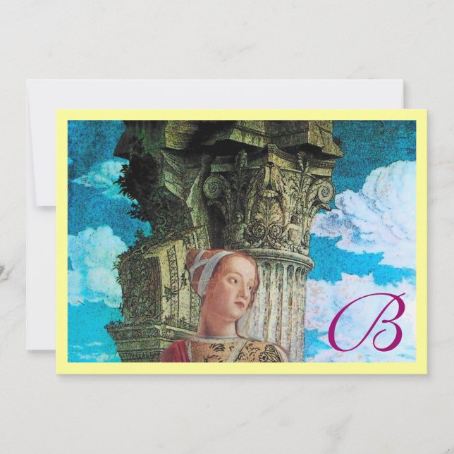 Convite CLASSIC BEAUTY MONOGRAM amarelo brilhante (Frente)