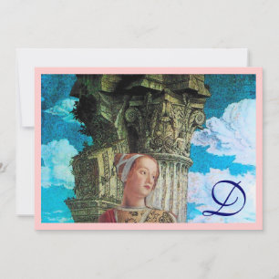 Convite CLASSIC BEAUTY MONOGRAM cor-de-rosa azul brilhante