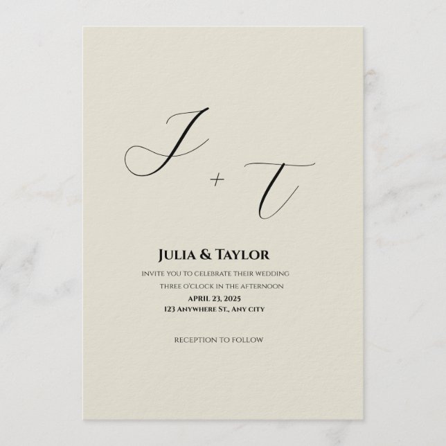 Convite Classic Beige Elegant Invitation (Frente)