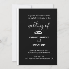 Convite Classic Black and White Formal Custom Wedding