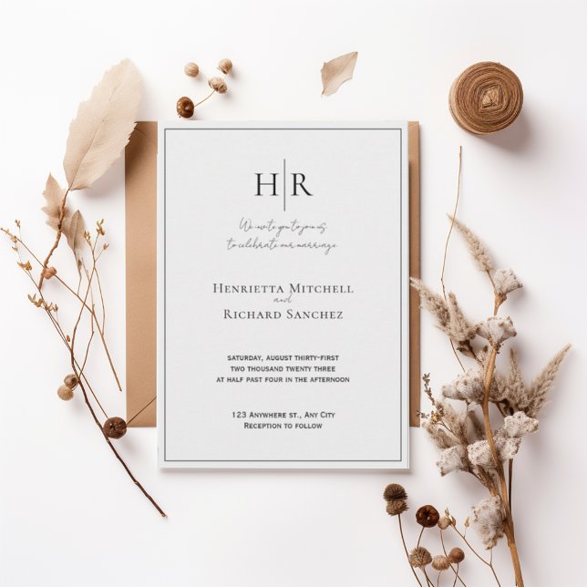 Convite Classic Black and White Formal Wedding Invitation (Criador carregado)