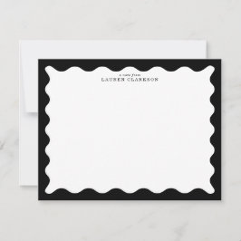 Convite Classic Black Wavy Frame Note Card