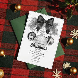 Convite Classic Black White Christmas Party Invite