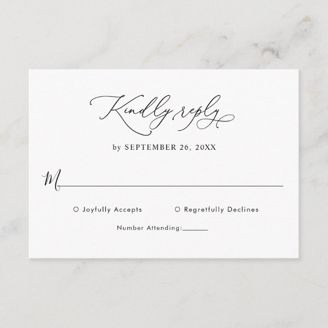 Convite Classic Black & White Wedding Rsvp Enclosure Card (Frente)
