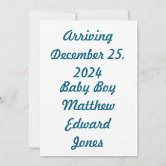 Convite Classic Blue Baby Boy Stork Announcement Card