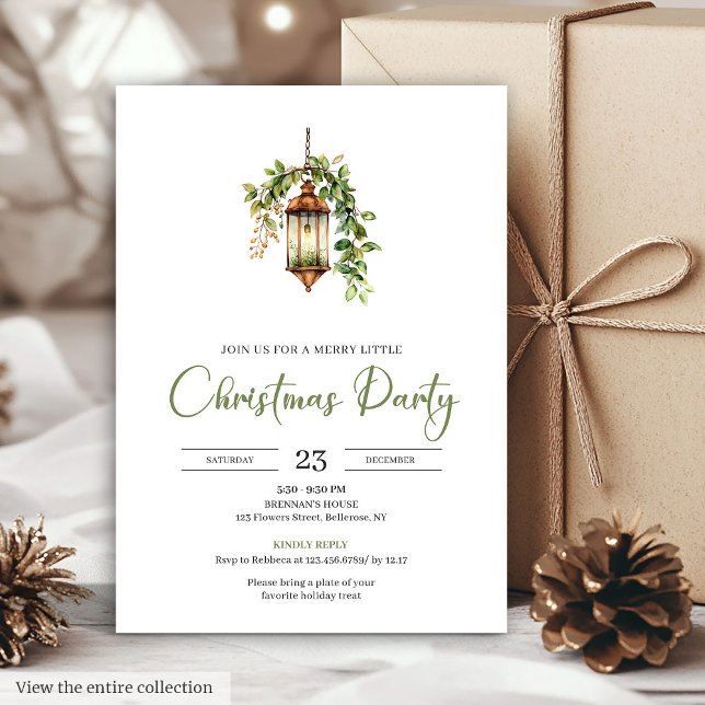 Convite Classic Bohemian Earthy Watercolor Christmas Party (Classic Bohemian Earthy Watercolor Christmas Party Card)