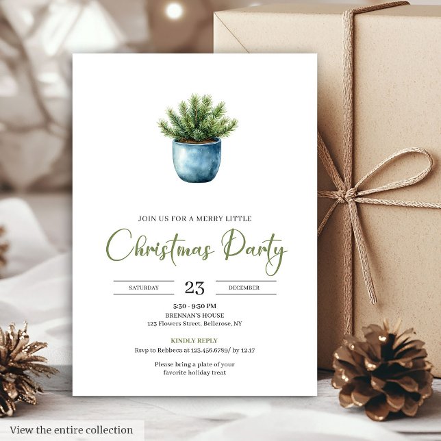 Convite Classic Bohemian Earthy Watercolor Christmas Party (Classic Bohemian Earthy Watercolor Christmas Party Card)