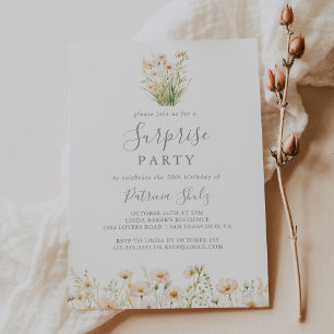 Convite Classic Boho Blush Wildflower Surprise Party