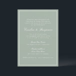 Convite Classic Border Script Elegant Wedding Sage RSVP<br><div class="desc">This classic wedding invitation features a soft sage green background, refined serif typography, and an elegant double-line border. The formal wording and balanced layout create a timeless, traditional feel while the muted color palette keeps it fresh and modern. Perfect for couples planning a garden, estate, or classic ceremony with a...</div>
