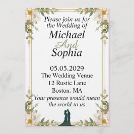 Convite Classic Botanical Border Wedding Invitation