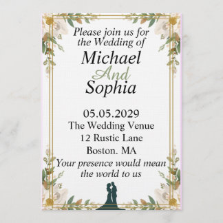 Convite Classic Botanical Border Wedding Invitation