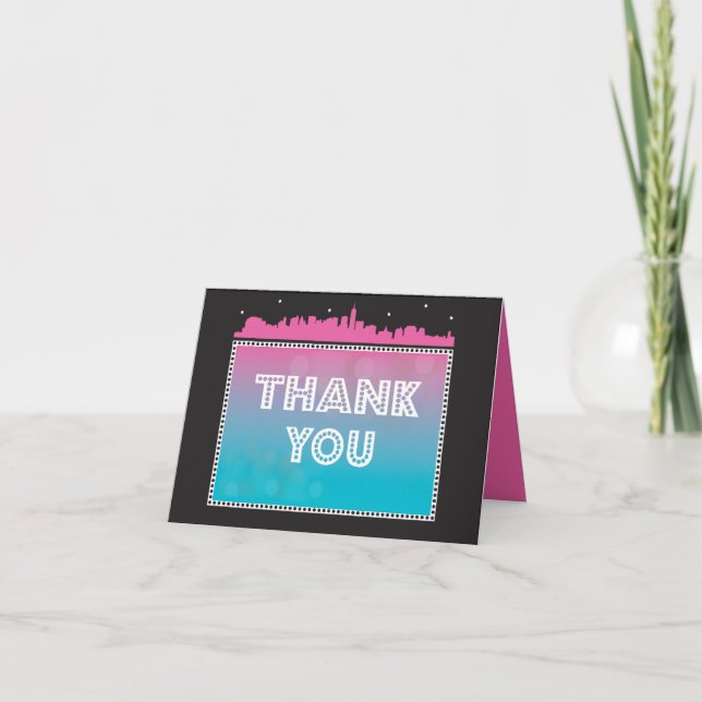 Convite CLASSIC BROADWAY Bar Bat Mitzvah Invitation-pink (Frente)