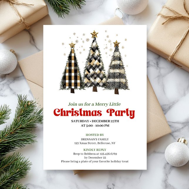 Convite Classic buffalo plaid Christmas tree party invite (Classic buffalo plaid Christmas tree party invite)