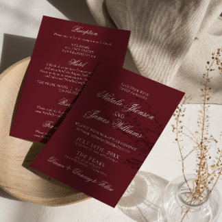 Convite Classic Burgundy Old Money All In One Wedding