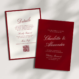 Convite Classic Calligraphy Deep Red Old Money Wedding