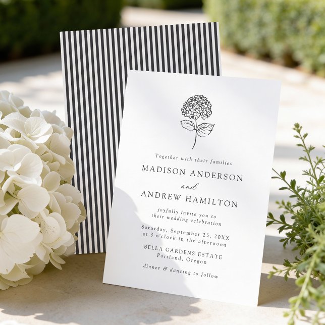 Convite Classic Charcoal Hydrangea Wedding (Criador carregado)