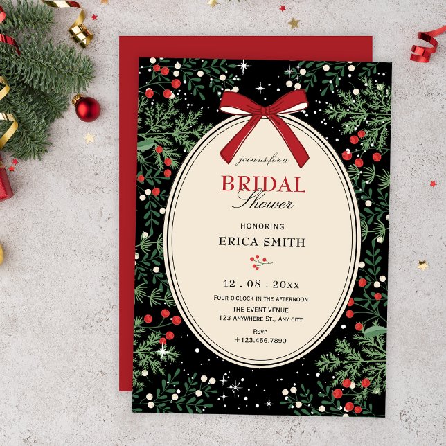 Convite Classic cherry bow bridal shower (Criador carregado)