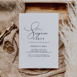 Convite Classic Chic Minimalist Surprise Party<br><div class="desc">Este clássico convite de festas de surpresa minimalista é perfeito para um aniversário rústico,  aposentadoria ou qualquer festa surpresa. O design simples e elegante apresenta a tipografia de scripts clássicos e ricos em preto e branco.</div>
