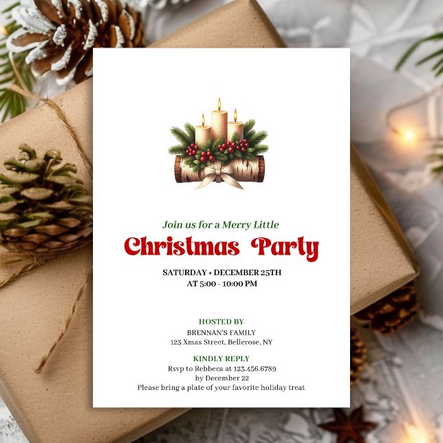 Convite Classic Christmas Candles Holiday Invitation (Classic Christmas Candles Holiday Invitation)