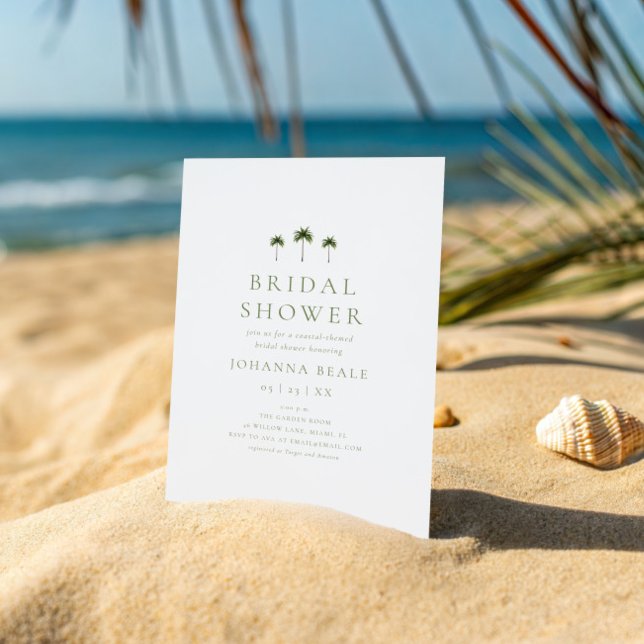 Convite Classic Coastal Minimal Palm Tree Bridal Shower (Criador carregado)