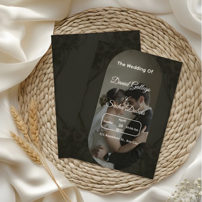 Convite Classic Dark Elegant Wedding Invitation (Criador carregado)