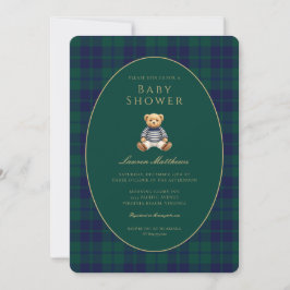 Convite Classic Dark Plaid Lauren Inspired Baby Shower 