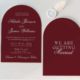 Convite Classic Deep Burgundy Old Money Arched Wedding