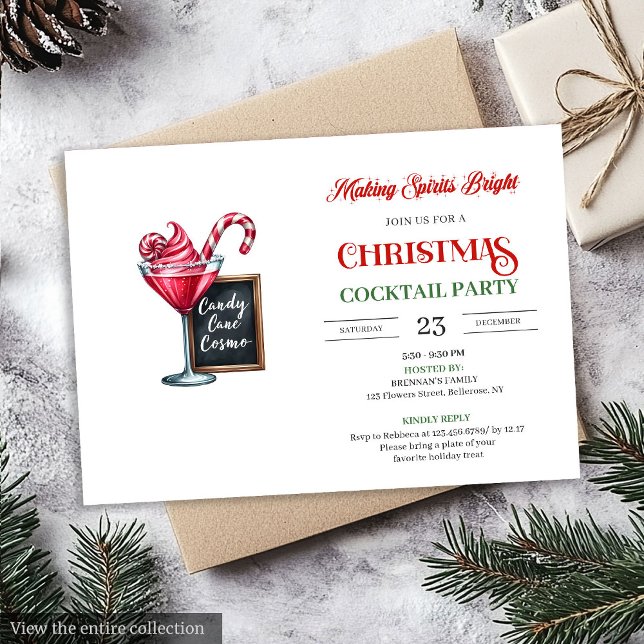 Convite Classic digital Christmas cocktails party invites (Classic digital Christmas cocktails party invitation

)