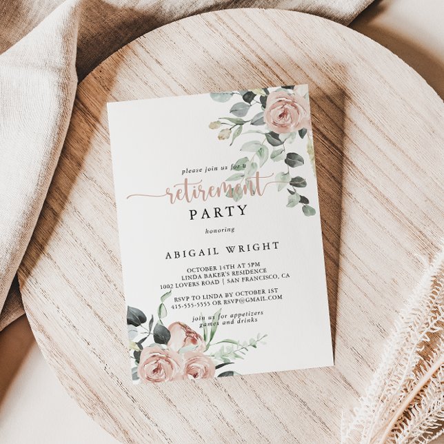 Convite Classic Dusty Pink Rose Festa de Reforma Floral (Criador carregado)