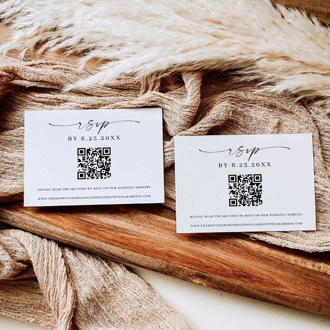 Convite Classic Elegance Modern Wedding RSVP QR code (Criador carregado)
