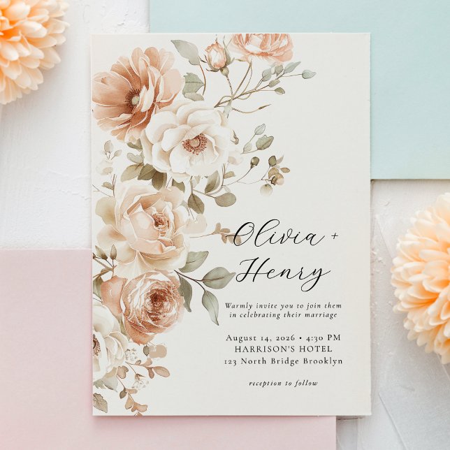Convite Classic Elegant Floral Wedding Invitation (Criador carregado)