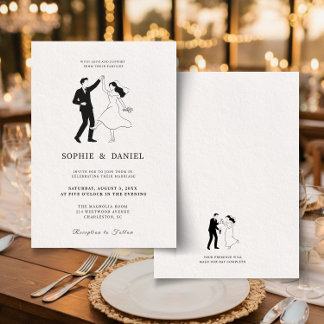Convite Classic Elegant Minimalist Hand Drawn Line