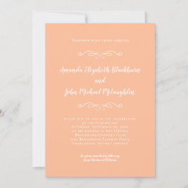 Convite Classic Elegant Peach White Formal Wedding Church